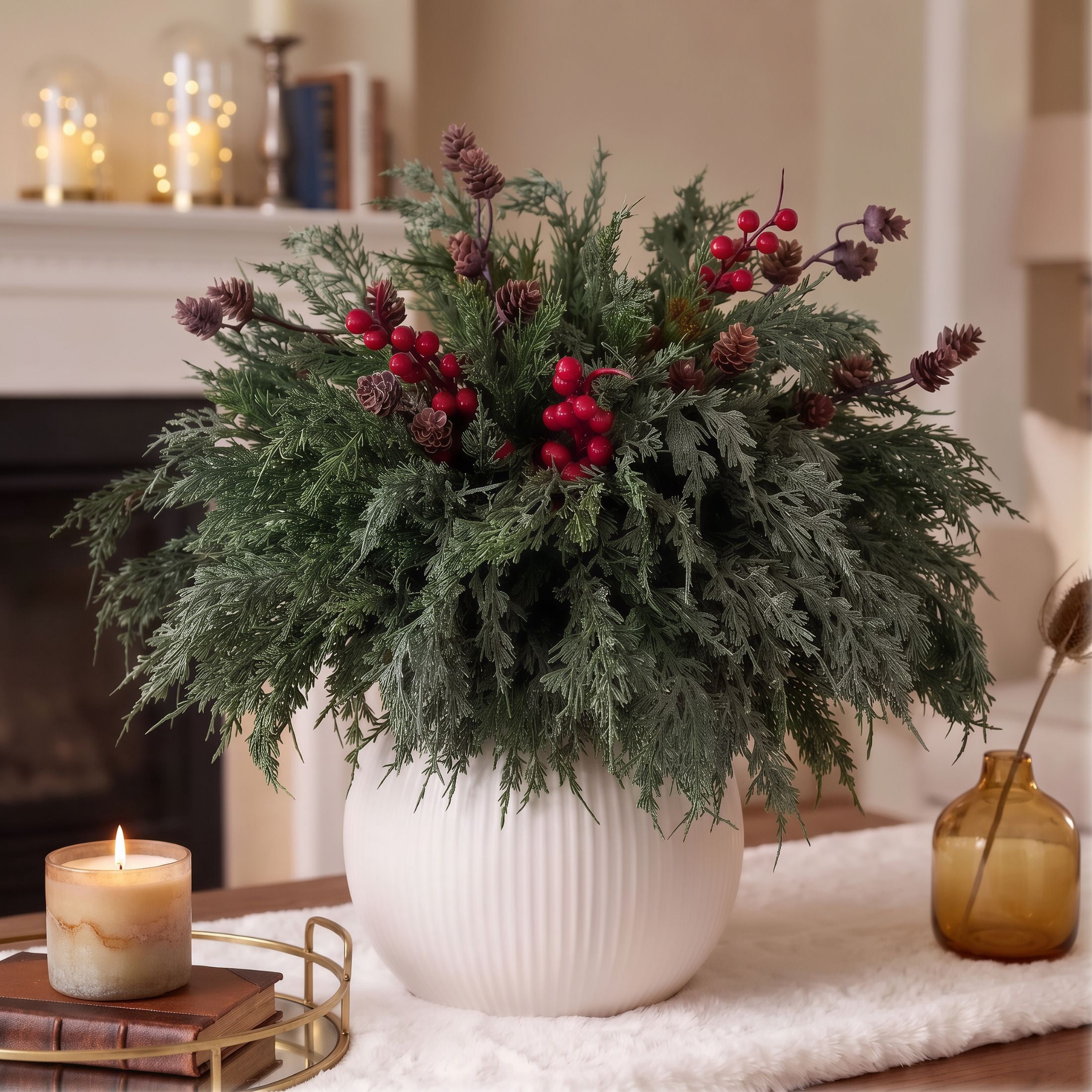 Ruby Slippers Diy Scidweet 20Pcs Real Touch Artificial Norfolk Pine Branches with ...