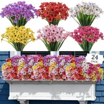 Scidweet 24 Bundles Fake Flowers Outdoor, Artificial Plants Faux Flowers Spring Summer Outside for Home Garden Porch Window Box Decorations, Multicolor