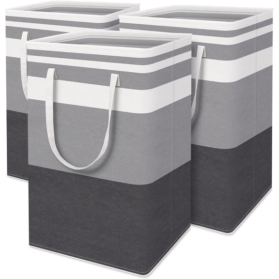Scidweet 3-Pack Laundry Basket Set, 75L Freestanding Waterproof Collapsible Cotton Large Clothes Laundry Hamper with Handles