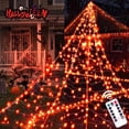 thumbnail image 1 of Scidweet Halloween Decorations Outdoor, 500 LED Halloween Spider Web Lights for Garden Yard Porch Home Decor, Orange, 1 of 8