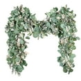 thumbnail image 1 of Scidweet Christmas Greenery Garlands, 6.56 ft Artificial Greenery Eucalyptus leaf Garland with White Buds for Home Wedding Party Table  Mantle Holiday Christmas Decorations, 1 of 7