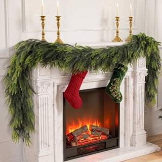Scidweet 9FT Christmas Garland, Real Touch Artificial Norfolk Pine Greenery Garlands Faux Winter Garland for Mantle Fireplace Table Stair Front Door Indoor Outdoor Holiday Xmas Decorations