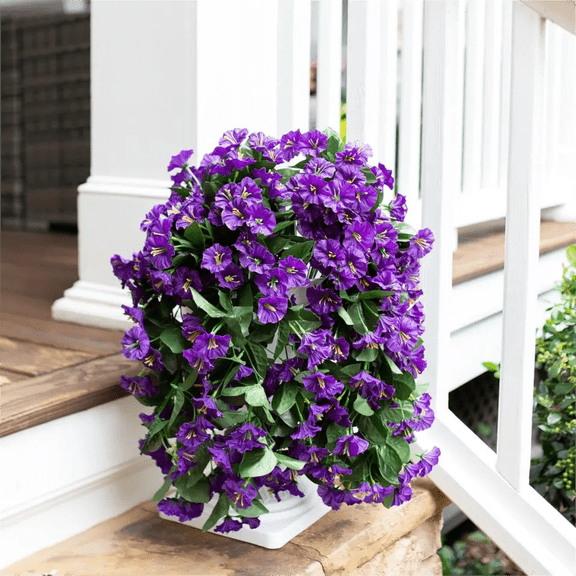 Scidweet 4 Pack Artificial Flowers, Fake Flowers Spring Summer Outdoor UV Resistant Greenery Hanging Home Garden Porch Balcony Decor