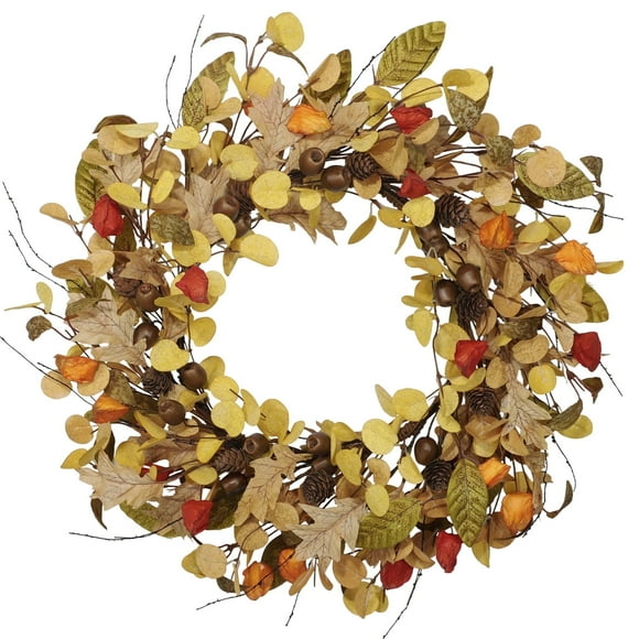 Scidweet Fall Wreath for Front Door Decor, 20" Artificial Eucalyptus Leaves Pinecone Autumn Wreath Farmhouse Outdoor Indoor Fall Decorations for Home