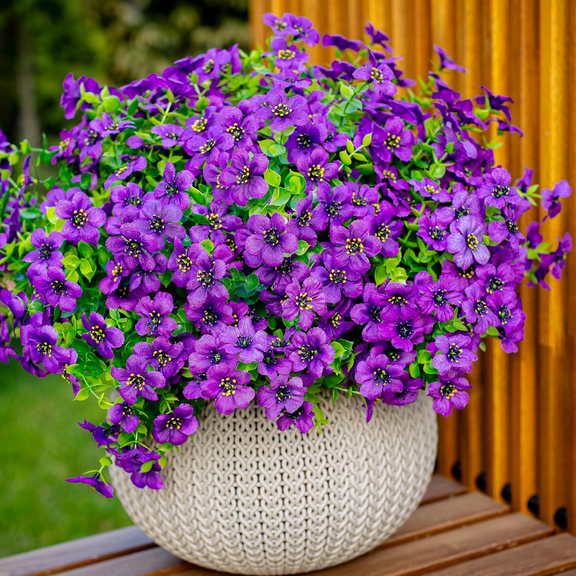 Scidweet 16 Bundles Artificial Fake Flowers Outdoor, Faux Flowers Plastic Plants Spring Summer Outside Home Porch Garden Window Box Decor