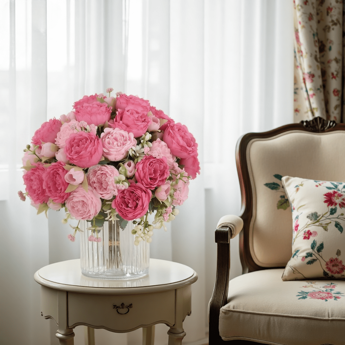 Scidweet 4 Bouquets Artificial Peonies Flowers, Fake Peonies Silk ...