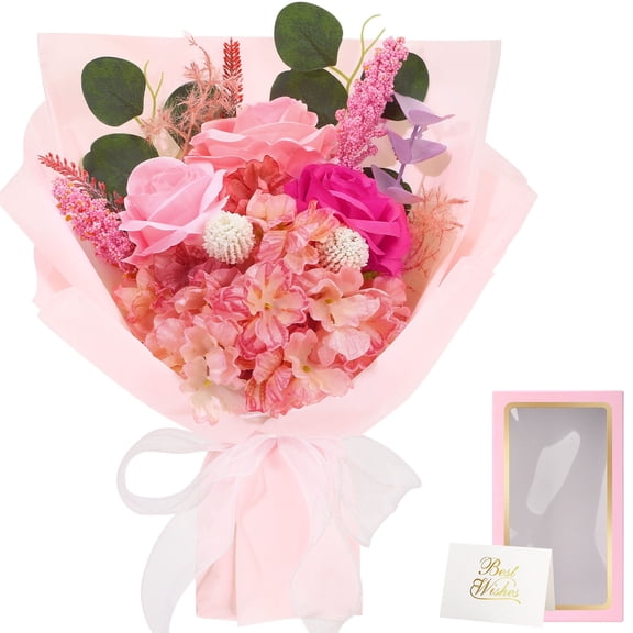 Scidweet Artificial Flowers Bouquets, Valentine's Preserved Flowers in Gift Box Birthday Perfect Gifts for Women Mom Wife Girlfriend, Pink