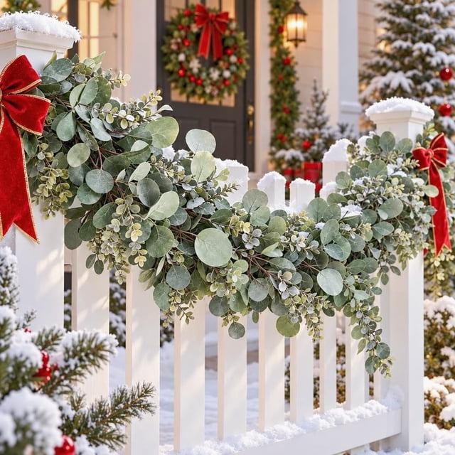 Scidweet Christmas Eucalyptus Garland, 2 Pcs 6.56 FT Artificial ...