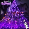 thumbnail image 1 of Scidweet Halloween Decorations Outdoor, 500 LED Halloween Giant Spider Web Lights for Garden Yard Porch Home Decor, Purple White, 1 of 7