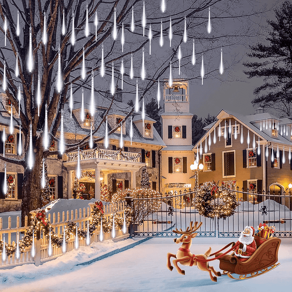 Scidweet Icicle Christmas Lights, 20 inch 10 Tubes 540 LED Icicle Twinkle Meteor Shower Lights Outdoor for Christmas Halloween Holiday Party Home Decor, White