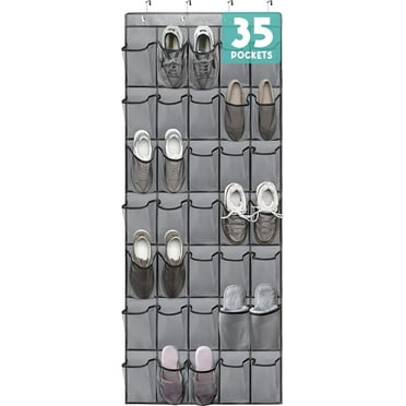 Scidweet Over The Door Shoe Organizer, 35 Large Breathable Mesh Pockets Hanging Storage Holder Shoe Rack Closet Organizer, Grey