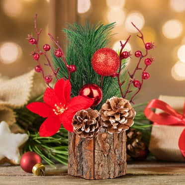 Scidweet Small Christmas Trees, Artificial Tabletop Mini Christmas Tree Decorations for Home Party Indoor Fireplace Xmas Decor