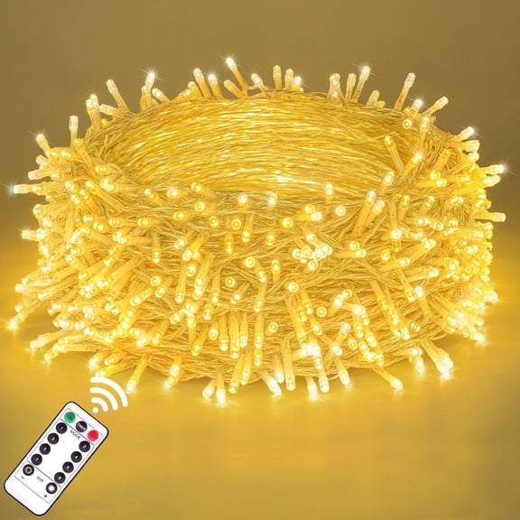 Scidweet Christmas Lights, 196FT 600 LED Fairy Lights Christmas Tree with Remote for Indoor Outdoor Holiday Wedding Home Decor, Warm Yellow