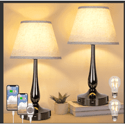 Scidweet Table Lamps Set of 2, Small Lamps for Bedroom with USB Charging Ports, 3 Way Dimmable Living Room Nightstand (Bulb Included)