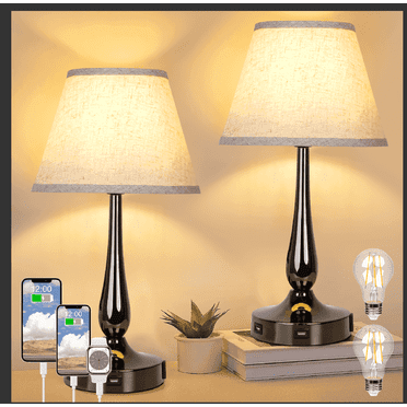 Scidweet Table Lamps Set of 2, Small Lamps for Bedroom with USB Charging Ports, 3 Way Dimmable Living Room Nightstand (Bulb Included)