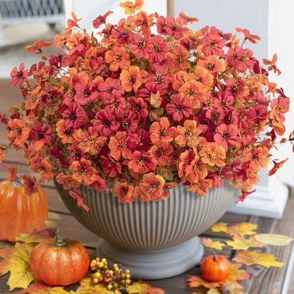 Scidweet 12 Bundles Fall Artificial Flowers for Outdoor, Autumn Faux Plants Fake Silk Flowers Fall Decorations for Home Yard Garden Thanksgiving Christmas