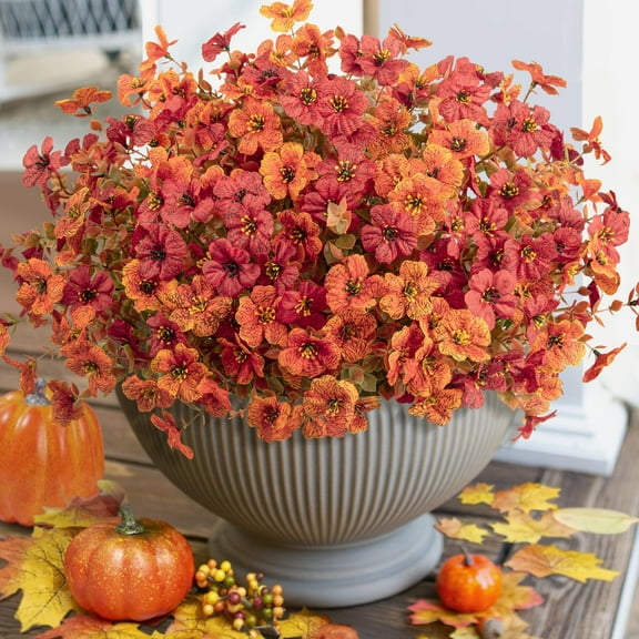 Scidweet 12 Bundles Fall Artificial Flowers for Outdoor, Autumn Faux Plants Fake Silk Flowers Fall Decorations for Home Yard Garden Thanksgiving Christmas