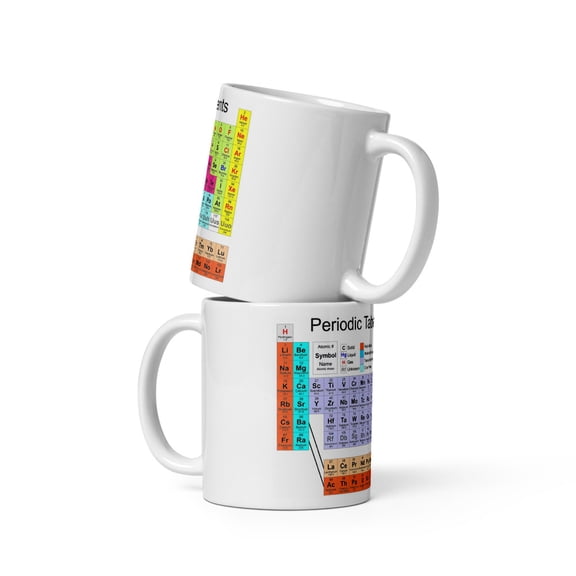 Science Approved, Fun Learning, White glossy Mug with Periodic Table of Elements (11 oz)