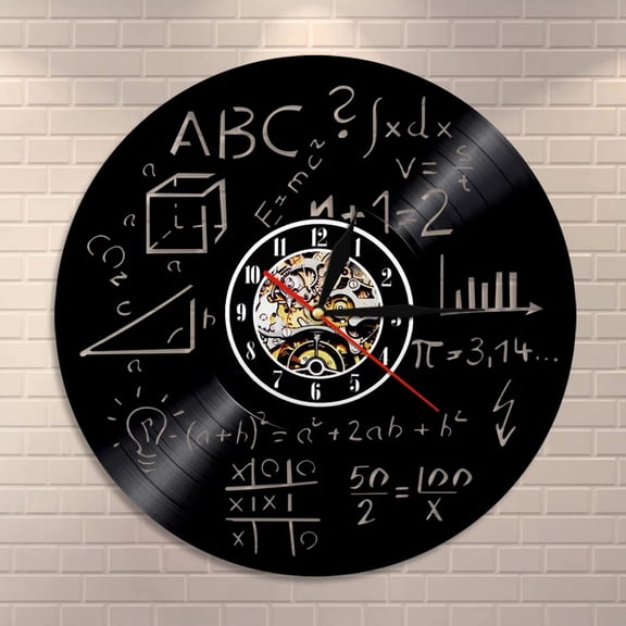 Science Art Math Equation Vinyl Wall Clock,Vinyl Record Clock Wall Art Black Handmade Art Home Unique Gift idea
