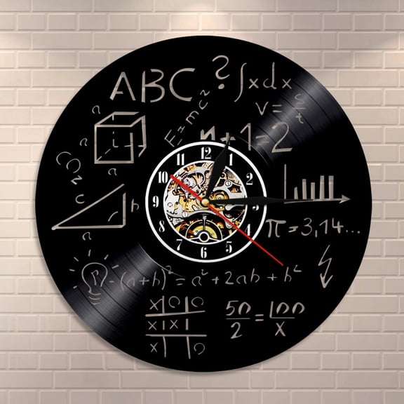 Science Art Math Equation Wall Clock Math Formula Vinyl Record Wall Clock Math Pi Geek School Wall Decor Math Teacher Gift