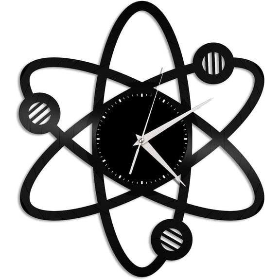 Science Atom Vinyl Wall Clock,Vinyl Record Clock Wall Art Unique Room Decorations Handmade Gift