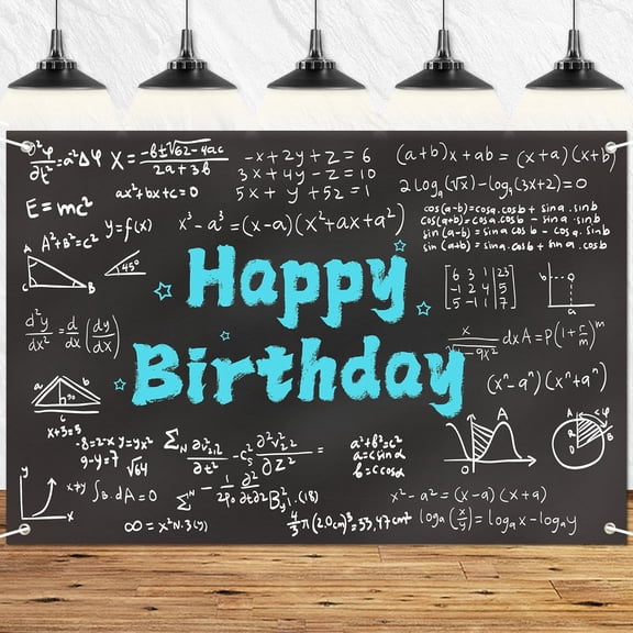 Science Birthday Backdrop Banner Math Geometry Blackboard Theme Background Decor for Kids Boys Girls Birthday Party Decorations Supplies
