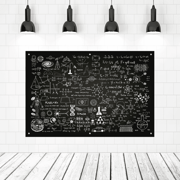 Science Chalkboard Backdrop, Math Chemistry Biology Formula Tapestry, Science Classroom Decor Banner for School Party Photoshoot Classroom Wall Decoration 60x40 IN