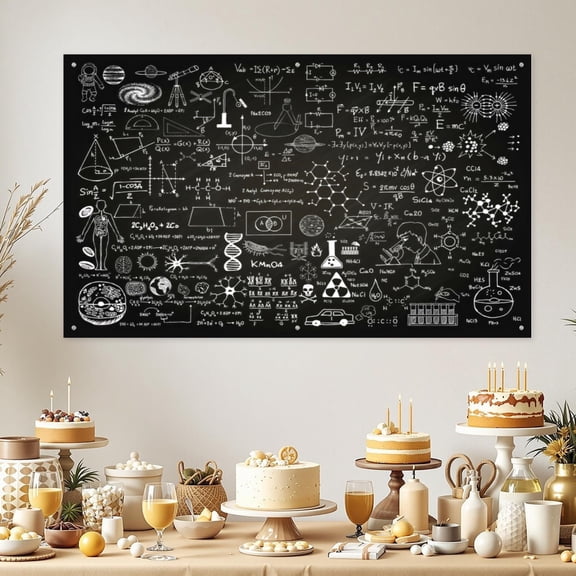Science Chalkboard Backdrop, Math Chemistry Biology Formula Tapestry, Science Classroom Decor Banner for School Party Photoshoot Classroom Wall Decoration 71x43 IN