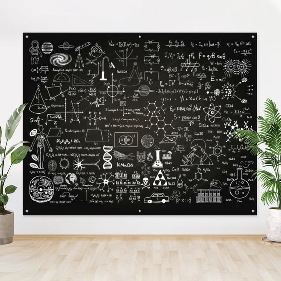 Science Chalkboard Backdrop, Math Chemistry Biology Formula Tapestry, Science Classroom Decor Banner for School Party Photoshoot Classroom Wall Decoration 71x91 IN