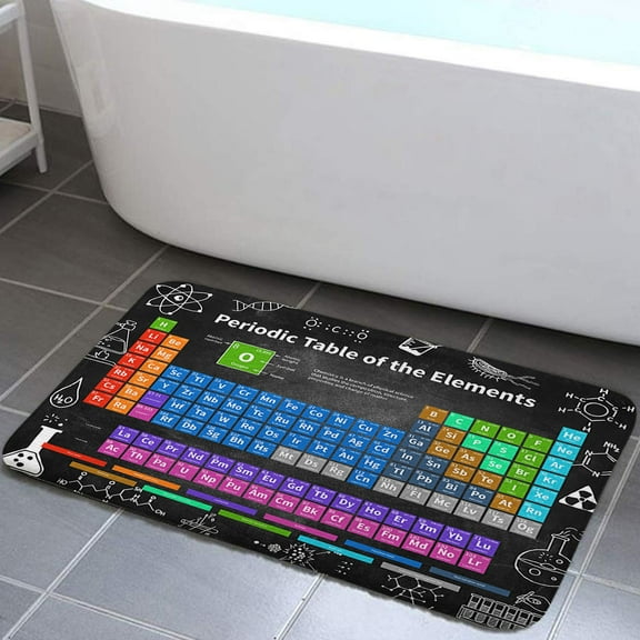 Science Chemistry Bath Mat, Periodic Table of The Elements Bath Rug, Non Slip Bathroom Rug, Bathroom Decor 17x29 Inch