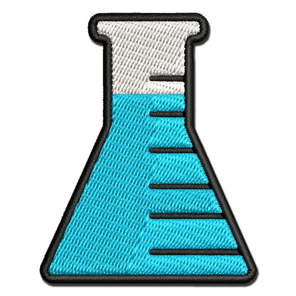 Science Chemistry Beaker Flask Applique Multi-Color Embroidered Iron-On Patch - 2.0 Inch Mini
