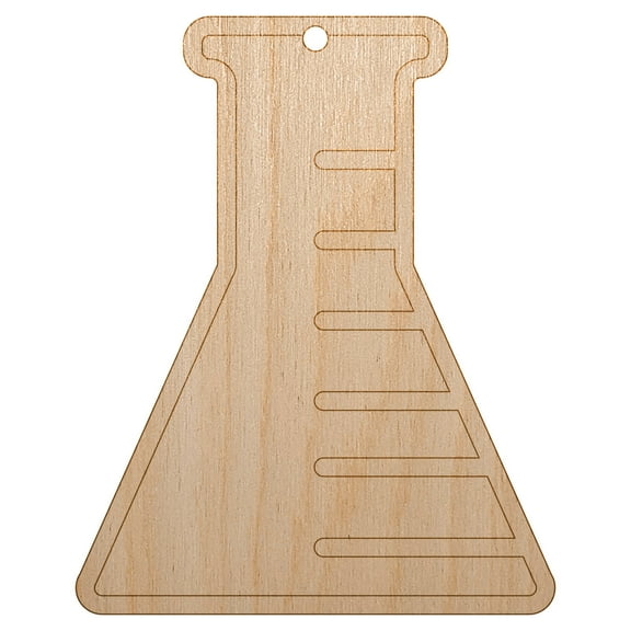 Science Chemistry Beaker Flask Wood Holiday Christmas Tree Ornament Unfinished DIY Pre-Drilled Craft