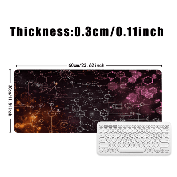 Science Chemistry Formula Mouse Pad 31.5x11.82 Inches Rubber Design for Office Desk, Lab, Gaming Setup