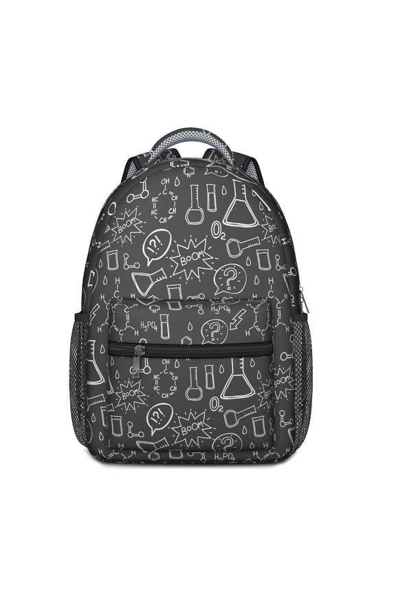 Science Classroom Backpack - Waterproof Bookbag with Scientific Knowledge Prints, Padded Back Panel for Comfort