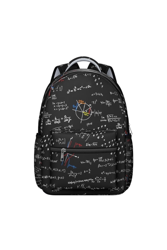 Science Classroom Laboratory Students Backpack Scientific Formula Educational Wall School Bag with Chemistry Physics Biology Design, Lightweight and Adjustable Strap