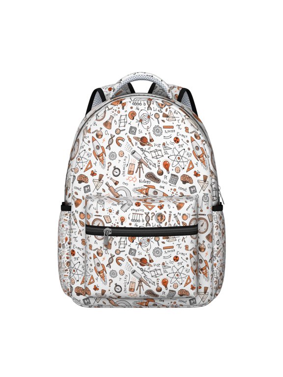 Students Backpack Scientific Formula Educational Wall School Bag with Chemistry Physics Biology Design, Lightweight and Adjustable Strap