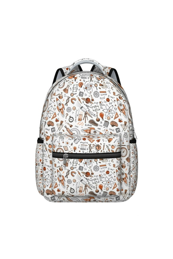 Students Backpack Scientific Formula Educational Wall School Bag with Chemistry Physics Biology Design, Lightweight and Adjustable Strap