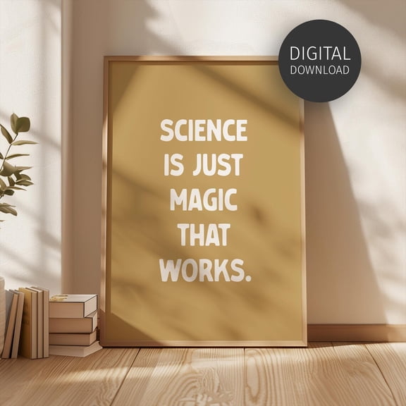 Science Classroom Poster, Yellow Wall Art For School Decor, Science Teacher Poster, Science Nerds, Science Is Magic Home Decor, 24x36 UNFRAMED