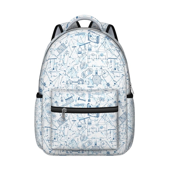 Science Classroom Students Backpack Educational Wall Scientific Formula Design, Lightweight and Adjustable Strap School Bag for Science Lover Students