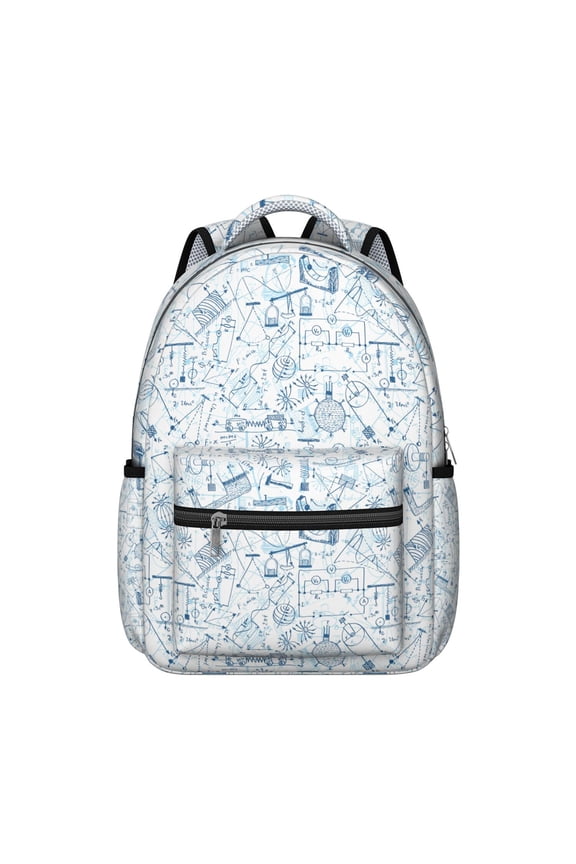 Science Classroom Students Backpack Educational Wall Scientific Formula Design, Lightweight and Adjustable Strap School Bag for Science Lover Students