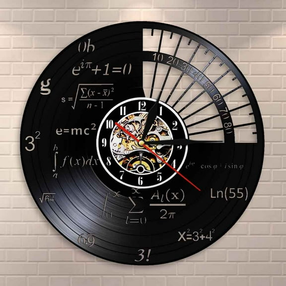 Science Decor Math Equation Wall Clock Algebra Geometry Vinyl Record Wall Clock Math Formula Decorative Wall Watch Teachers Gift