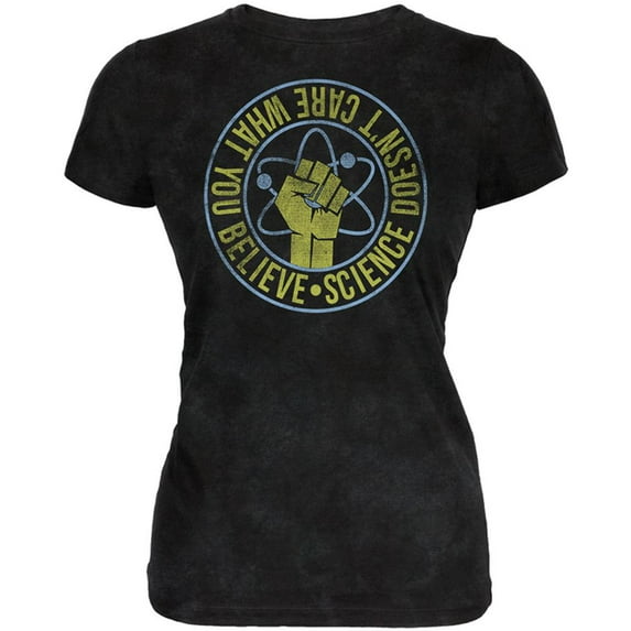 Science Doesn't Care What You Think Retro Halftone Juniors Soft T Shirt Charcoal Black Triblend LG
