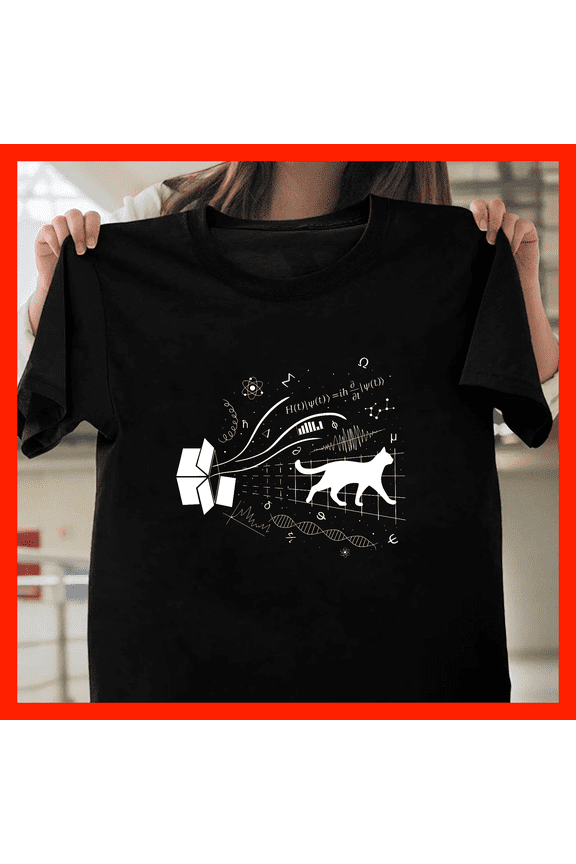 Science Dog Silhouette T-Shirt - Quantum Physics DNA Genetics Math Equations Animal Lover Gift H1134, for Unisex, Up to Size 5XL