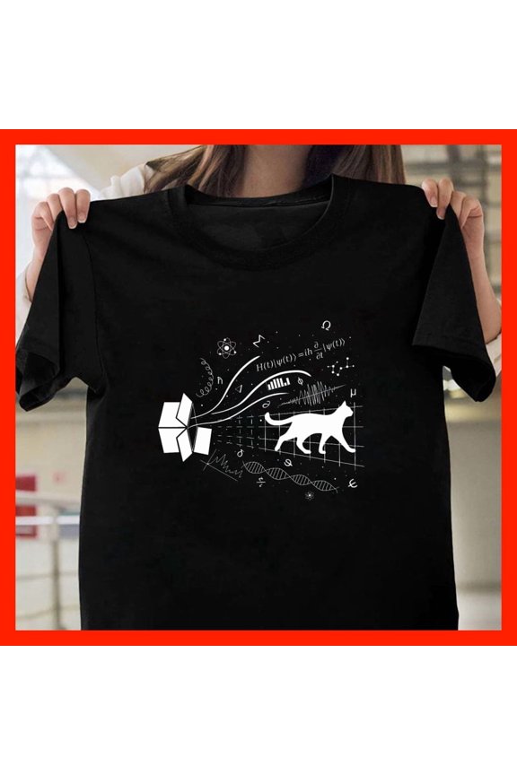 Science Dog Silhouette T-Shirt - Quantum Physics DNA Genetics Math Equations Animal Lover Gift M1131, Comfort Fit for Everyone, Sizes S-5XL