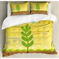 thumbnail image 1 of Science Duvet Cover Set, Cartoon Photosynthesis Oxygen Carbon Dioxide Sunlight and Water, Decorative 3 Piece Bedding Set with 2 Pillow Shams, King Size, Earth Yellow Green Umber, by Ambesonne, 1 of 3