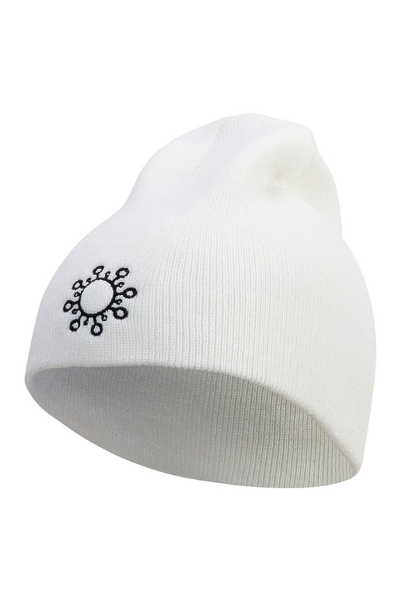 Science Embroidered 8 inch Acrylic Short Blank Beanie - White OSFM