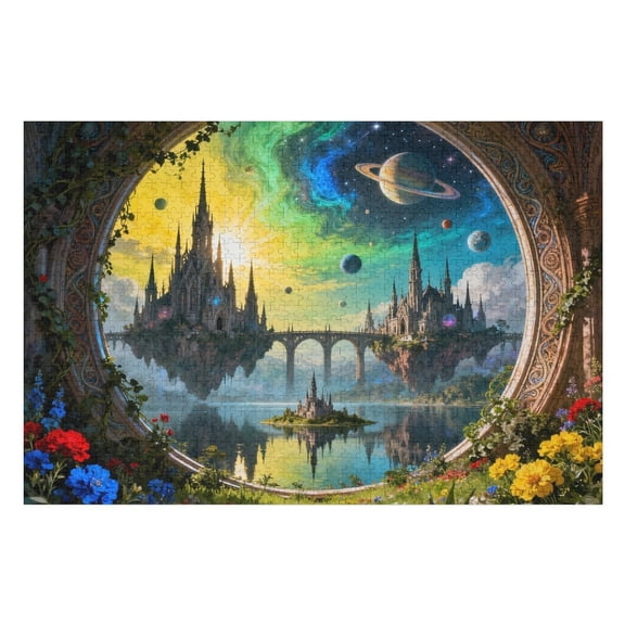 500 Piece Science Fiction Fantasy Landscape Puzzle for Adults – Lettered Back, Sci-Fi Home Decor