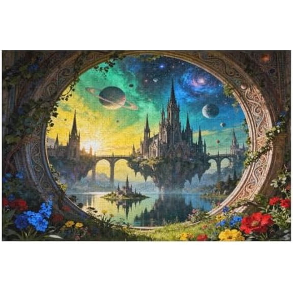 Science Fiction Landscape Jigsaw Puzzles for Adults 1000 Pieces, Fantasy with Letters on Back, Challenging Family, Fun Brain Teaser for Home Decoration Puzzle