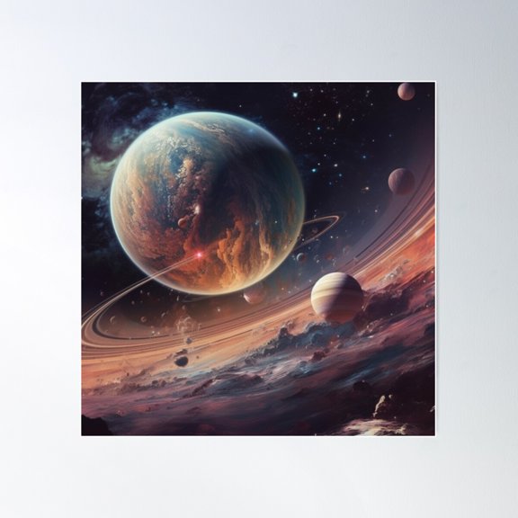 Science Fiction Space, Stars, Universe Poster Wall Art, Modern Wall Decor For Living Room Bedroom, 17x17 UNFRAMED