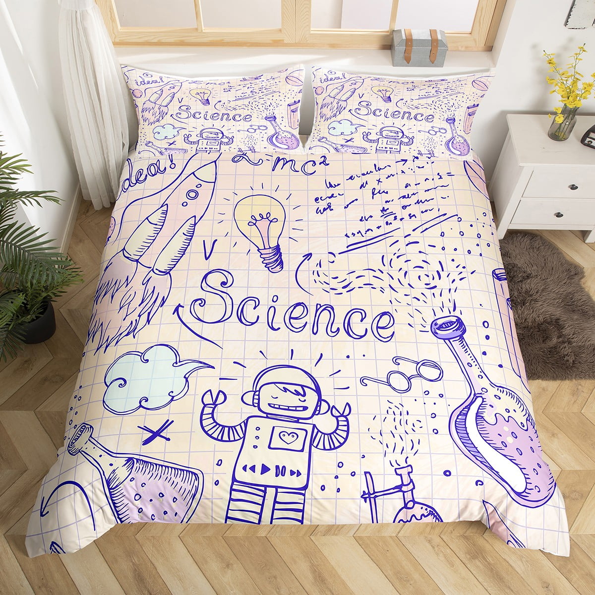 Science formula bedding set twin size for boys girls back to school